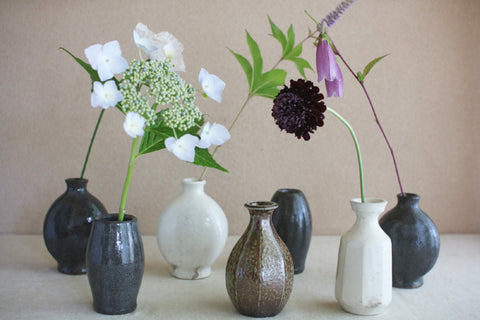 Flat Round Dark Grey Vase