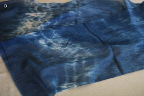 Aizome Natural Indigo Dyed Cotton Gauze Scarf {Wave}