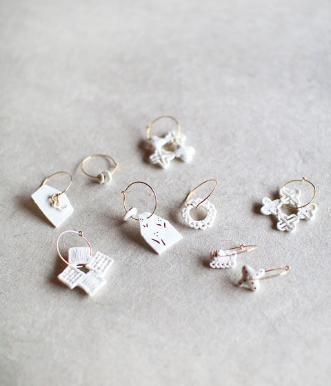 Kimiko Suzuki Ceramic Porcelain + Gold Hoop Earring {Single} A