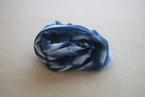 Aizome Natural Indigo Dyed Cotton Gauze Scarf {Broken Stripe}