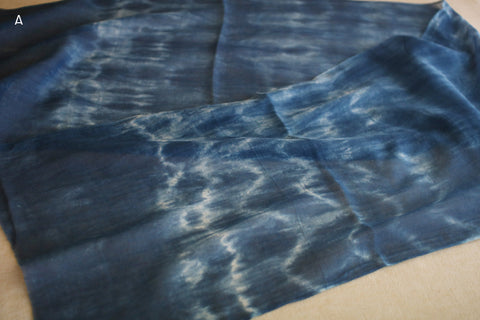 Aizome Natural Indigo Dyed Cotton Gauze Scarf {Wave}