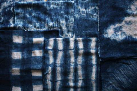 Aizome Natural Indigo Dyed Cotton Gauze Scarf {Broken Stripe}